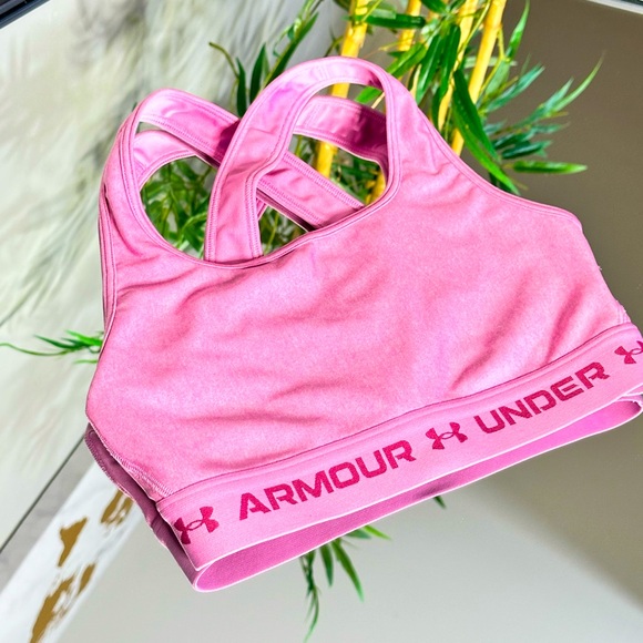 NWT Women's Under Armour Pink Medium Impact Crossback Sports Bra size S - Picture 3 of 6